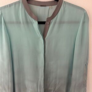 Elie Tahari Mint Blouse with Gray Trim